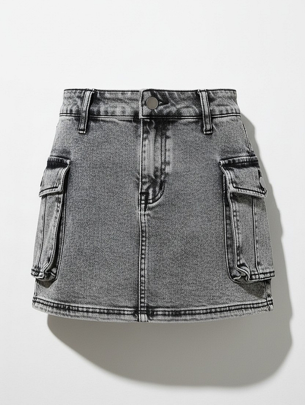 NWT! Fashion Nova Gray Denim Cargo Pocket Mini Skirt